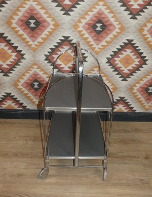 Folding Dinette Bar Cart in Gray & Chrome, 1960s-AFE-1413685