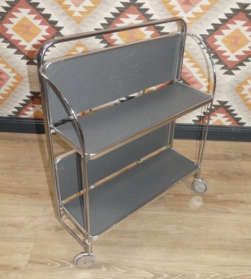 Folding Dinette Bar Cart in Gray & Chrome, 1960s-AFE-1413685