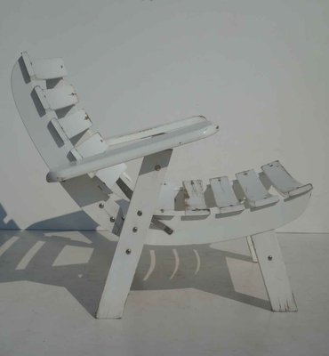 Folding Garden Armchair in White Wood, 1960s-GKB-1763331