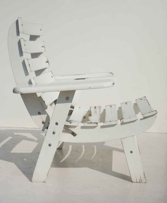 Folding Garden Armchair in White Wood, 1960s-GKB-1763331