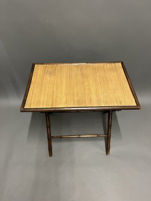 Folding Table in Bamboo & Straw, 1920s-EK-1724200