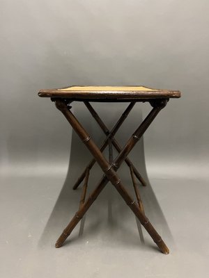 Folding Table in Bamboo & Straw, 1920s-EK-1724200