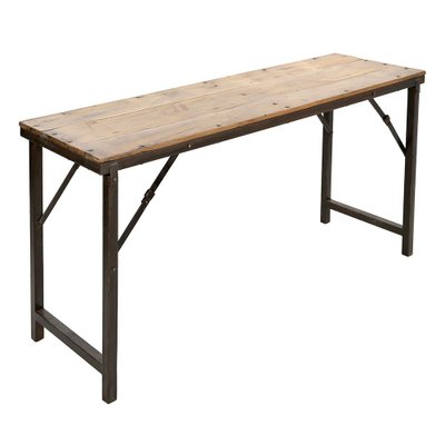 Folding Table in Metal & Teak-NQ-1803335