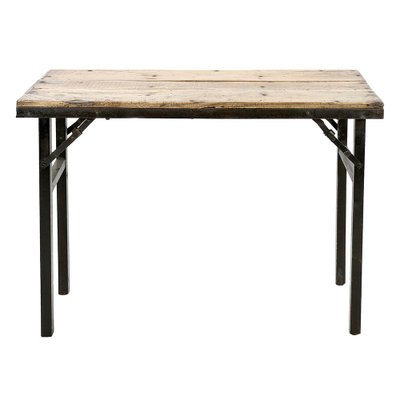 Folding Table in Metal & Teak-NQ-1803334