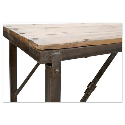 Folding Table in Metal & Teak-NQ-1803335