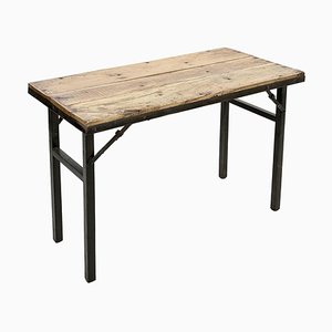 Folding Table in Metal & Teak-NQ-1803334