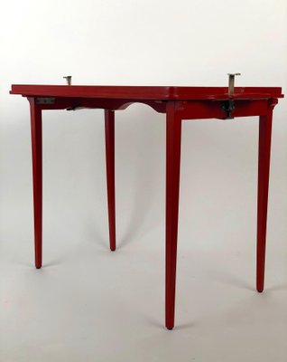 Folding Wooden Tray Table in Burnt Orange Colour, Austria, 1930s-BAF-1009122