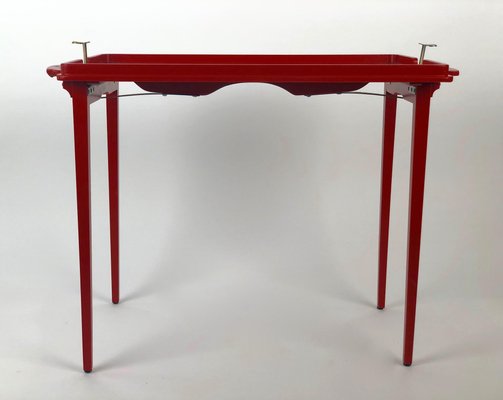 Folding Wooden Tray Table in Burnt Orange Colour, Austria, 1930s-BAF-1009122