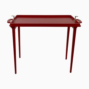 Folding Wooden Tray Table in Burnt Orange Colour, Austria, 1930s-BAF-1009122