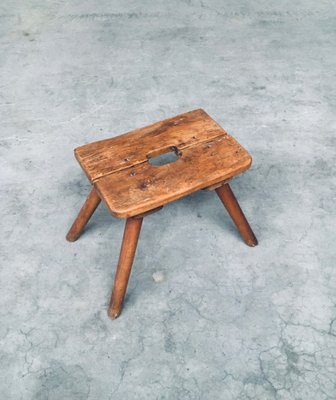 Folk Art Handmade Milk Stool, Late 1800s-RQV-1761614