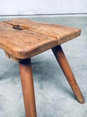 Folk Art Handmade Milk Stool, Late 1800s-RQV-1761614