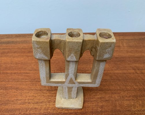 Folk Art Stone Candle Holder-UAH-1010581