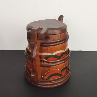 Folk Art Swedish Wooden Lidded Tankards, 1920s, Set of 2-YGE-1425084