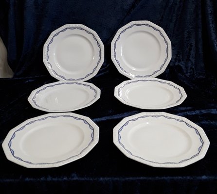 Food Plate Maria Series with Blue Decor from Rosenthal, 1930s, Set of 6-HOI-1724077