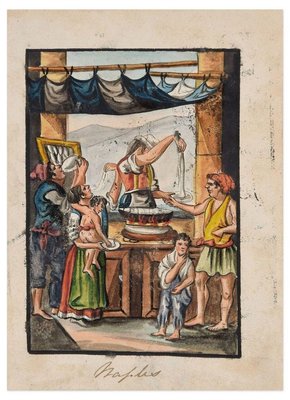 Food Seller - Original Ink and Watercolor by Anonymous Neapolitan Master - 1800 Early 19th Century-ZCI-757299