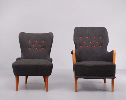 For Him and Her Easy Chairs and Matching Ottoman, 1955, Set of 3-GCG-1785371