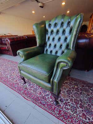 Forest Green Leather Wingchair-PSI-2043720