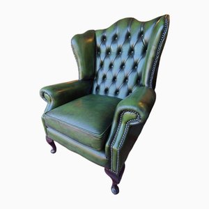 Forest Green Leather Wingchair-PSI-2043720