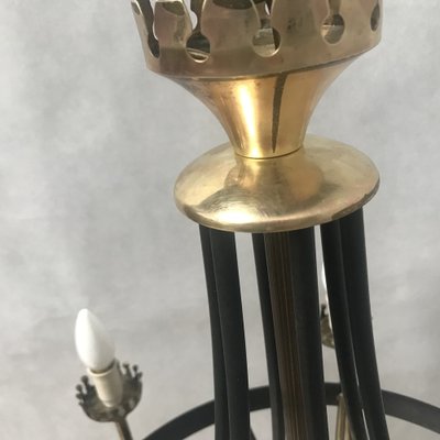 Forged Metal and Brass Chandelier, 1950s-WQQ-1309862