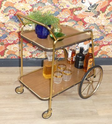 Formica and Brass Bar Cart, 1960s-AFE-1132170