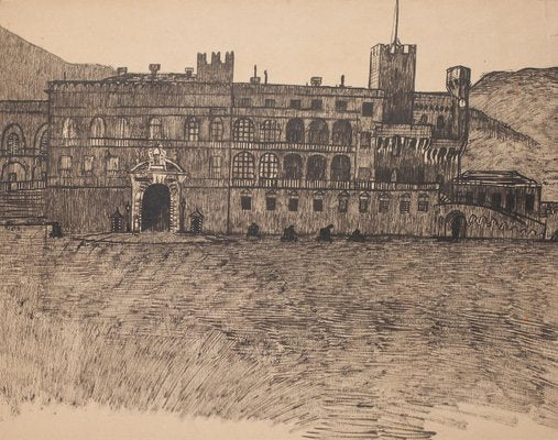 Fortified Palace - Original Drawing in Pen - Late 19th Century Late 19th Century-ZCI-779349