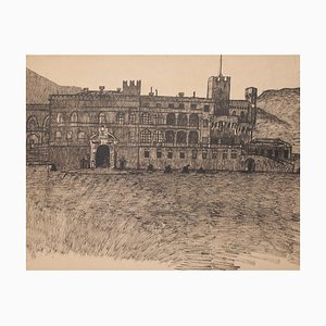 Fortified Palace - Original Drawing in Pen - Late 19th Century Late 19th Century-ZCI-779349