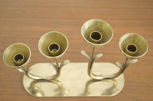 Four-Armed Brass Candleholder by Gunnar Ander for Ystad Metall, Sweden-OV-1245919