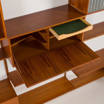 Four Bay Teak Wall Unit with a Dresser by Kai Kristiansen for Fm Møbler, Denmark, 1960s-UE-2022943