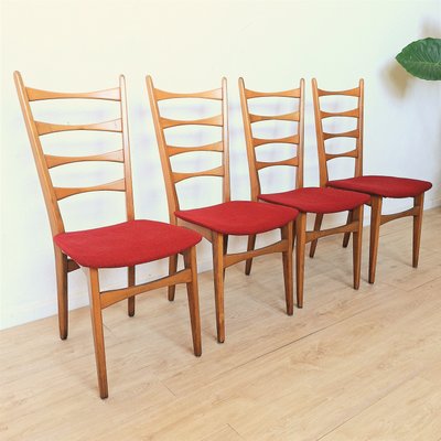 Four Ladder Back Side Chairs, 1950s, Set of 4-WK-2027082