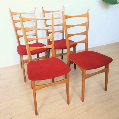 Four Ladder Back Side Chairs, 1950s, Set of 4-WK-2027082