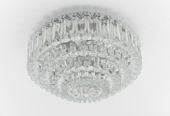 Four-Tier Crystal Glass Flush Mount Light by Limburg, Germany, 1960s-KQB-1812879