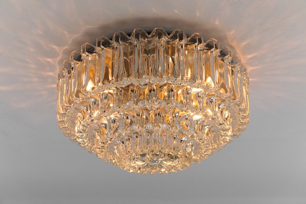 Four-Tier Crystal Glass Flush Mount Light by Limburg, Germany, 1960s-KQB-1812879