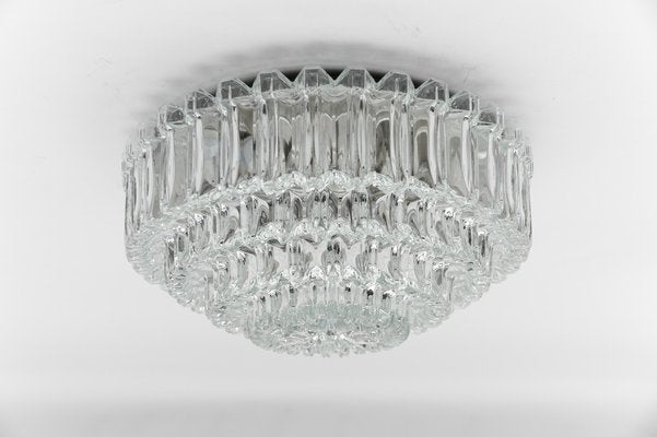 Four-Tier Crystal Glass Flush Mount Light by Limburg, Germany, 1960s-KQB-1812879