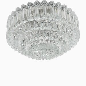 Four-Tier Crystal Glass Flush Mount Light by Limburg, Germany, 1960s-KQB-1812879