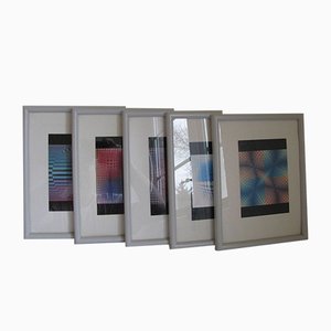 Framed Posters by Victor Vasarely, 1970s, Set of 5-SZW-829860