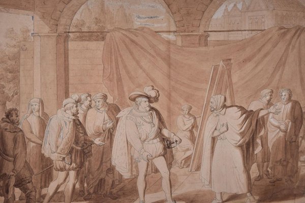 Francesco I and Titian in the Painter's Studio - Original Drawing 1824 1824-ZCI-760508