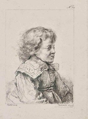 Francesco Novelli After Rembrandt, Portrait, Original Etching, 19th Century-ZCI-1405756