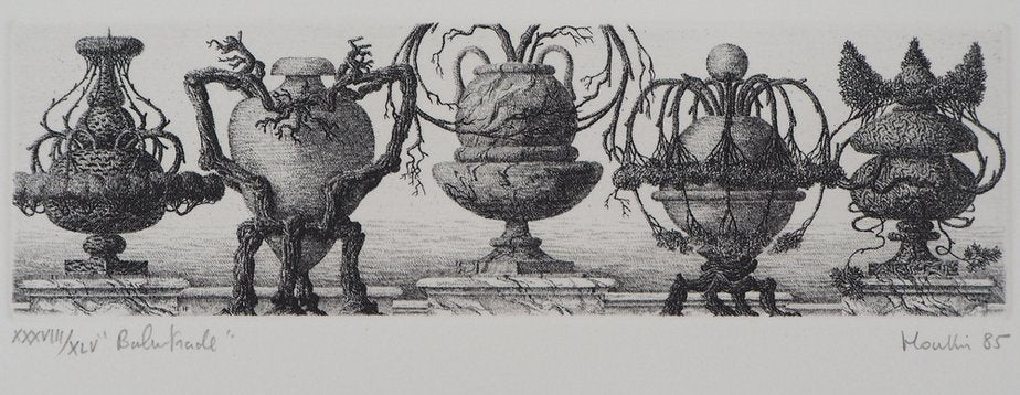 François Houtin, Balustrade of Vases, 1985, Original Etching-KHH-1198943