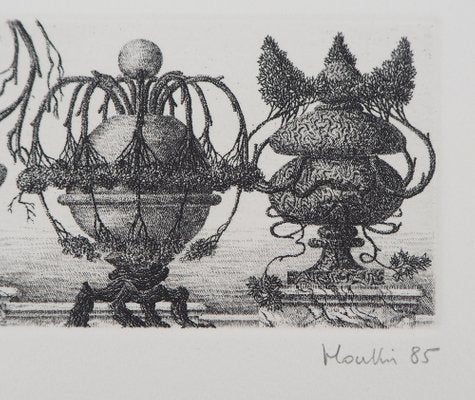 François Houtin, Balustrade of Vases, 1985, Original Etching-KHH-1198943