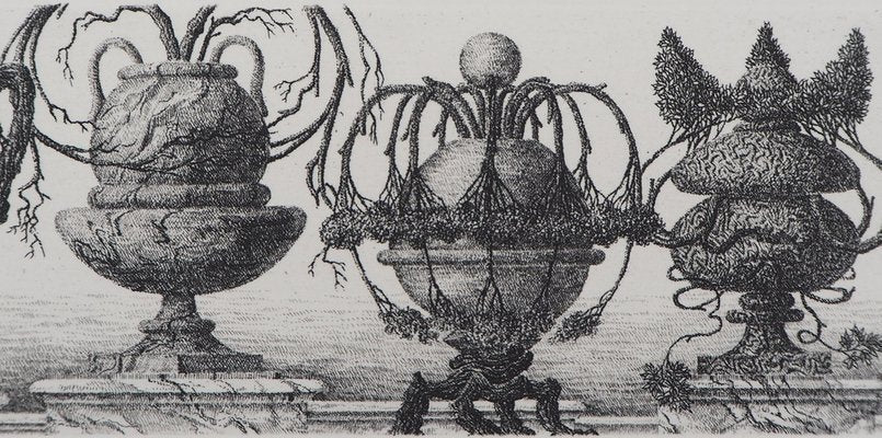 François Houtin, Balustrade of Vases, 1985, Original Etching-KHH-1198943