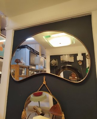 Freeform Brass Wall Mirror by Gio Ponti, Italy 1950s-YUW-1784662