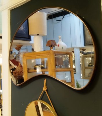 Freeform Brass Wall Mirror by Gio Ponti, Italy 1950s-YUW-1784662