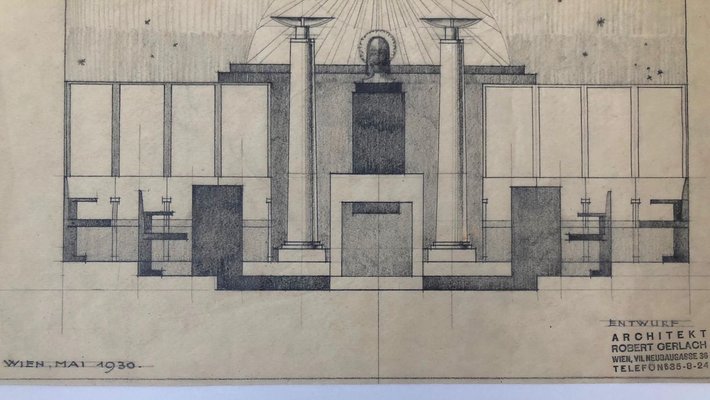 Freemasons Lodge Schwindgasse Working Drawings by Architects, Vienna, 1930, Set of 4-BAF-763416