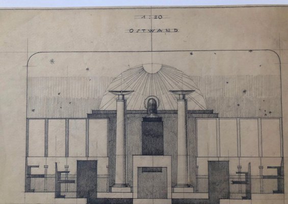 Freemasons Lodge Schwindgasse Working Drawings by Architects, Vienna, 1930, Set of 4-BAF-763416