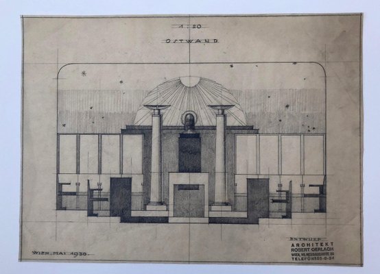 Freemasons Lodge Schwindgasse Working Drawings by Architects, Vienna, 1930, Set of 4-BAF-763416