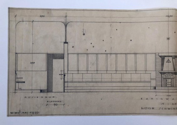 Freemasons Lodge Schwindgasse Working Drawings by Architects, Vienna, 1930, Set of 4-BAF-763416