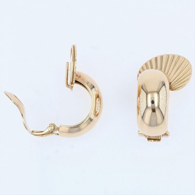 French 18 Karat Gold Clip Earrings, 1960s, Set of 2-OLU-1209933