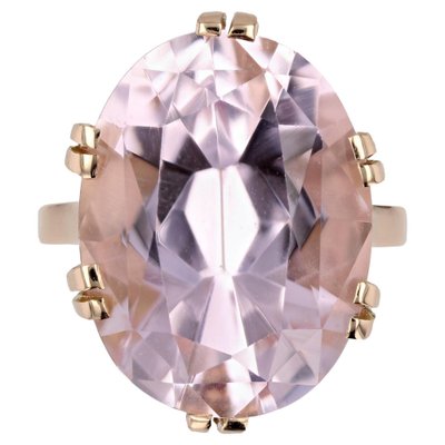 French 18 Karat Rose Gold Cocktail Ring with Kunzite, 1960s-OLU-1781020