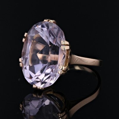 French 18 Karat Rose Gold Cocktail Ring with Kunzite, 1960s-OLU-1781020