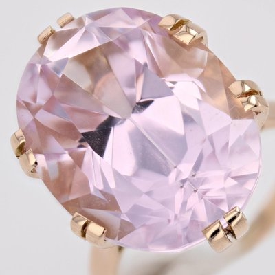 French 18 Karat Rose Gold Cocktail Ring with Kunzite, 1960s-OLU-1781020